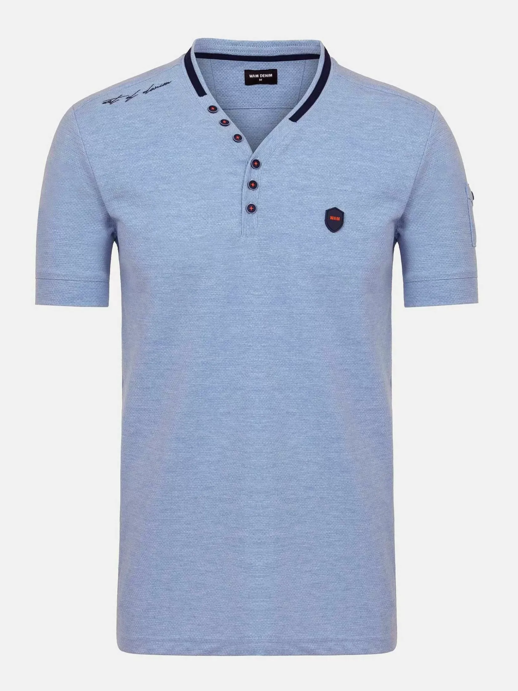 Wam Denim T-Shirts|Schiltach Slim Fit Stretched Blue T-Shirt