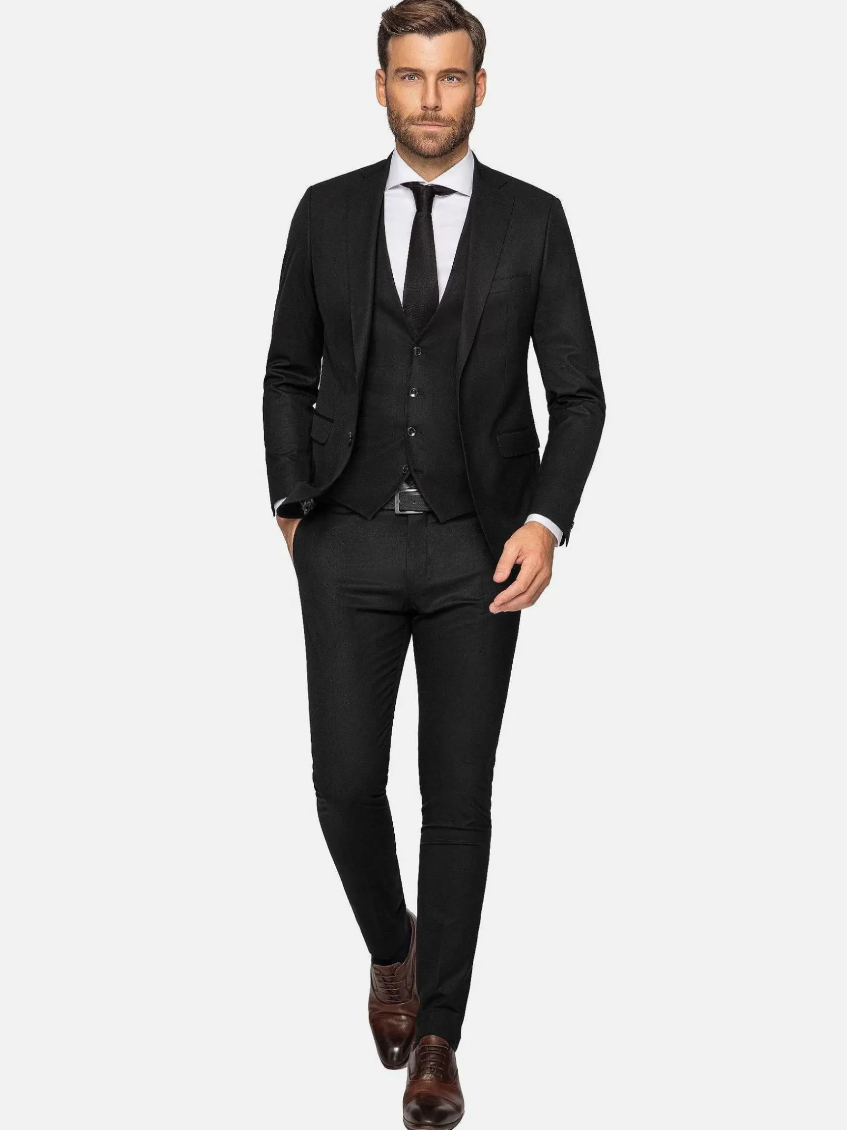 Wam Denim Colberts|Scottsville Notch Lapel Black Suit Colbert