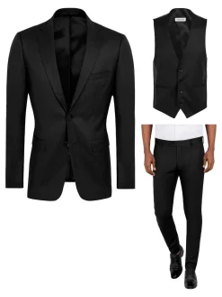 Wam Denim Vesten|Scottsville Slim Fit Black Suit Gilet