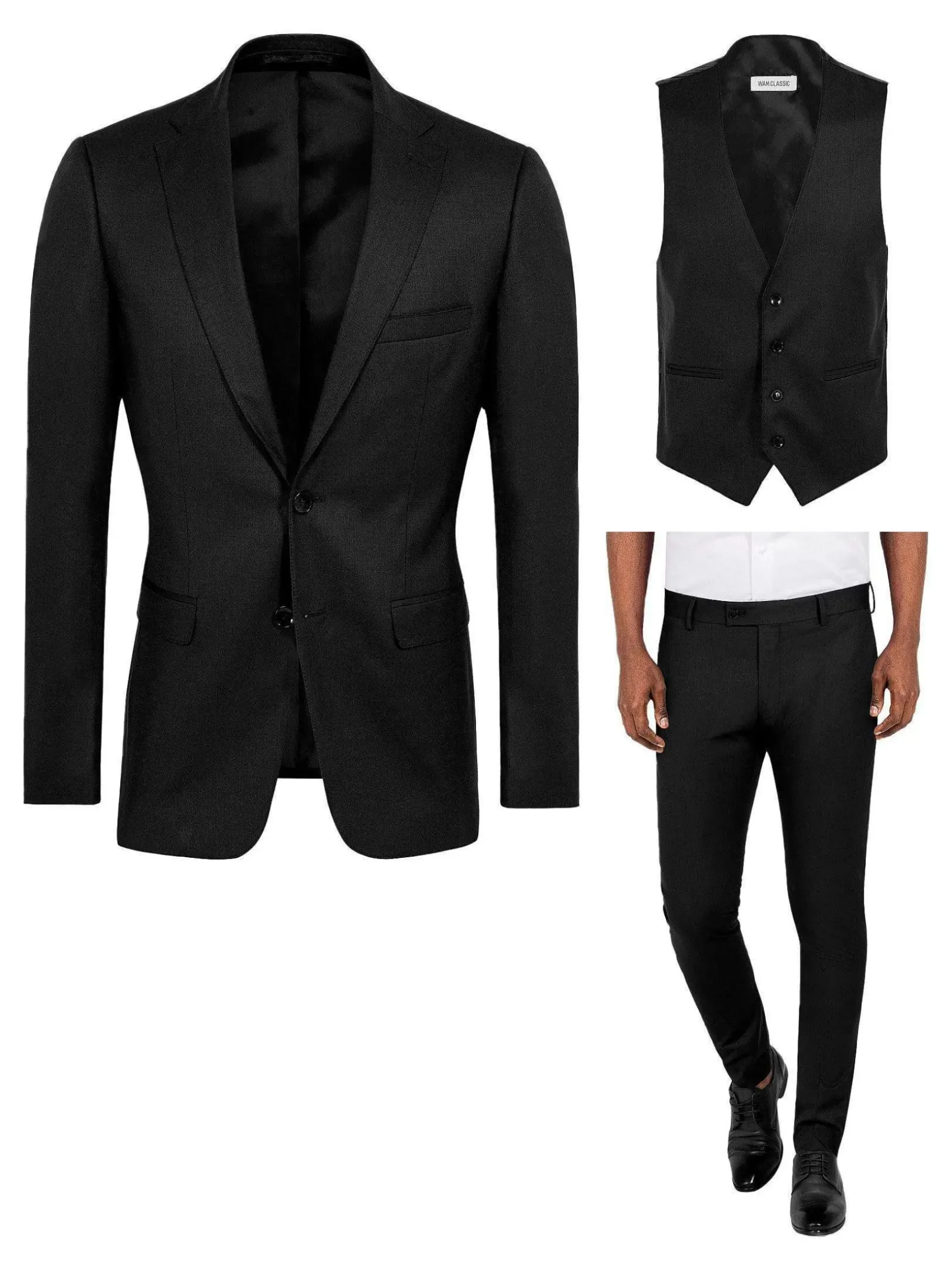 Wam Denim Vesten|Scottsville Slim Fit Black Suit Gilet