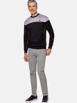 Wam Denim Sweaters|Sedona Round-Neck Grey Black Sweater