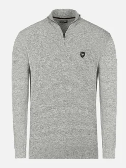 Wam Denim Sweaters|Sharon Half Zip Grey Sweater