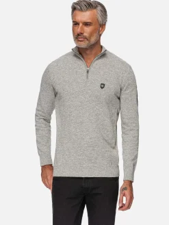 Wam Denim Sweaters|Sharon Half Zip Grey Sweater