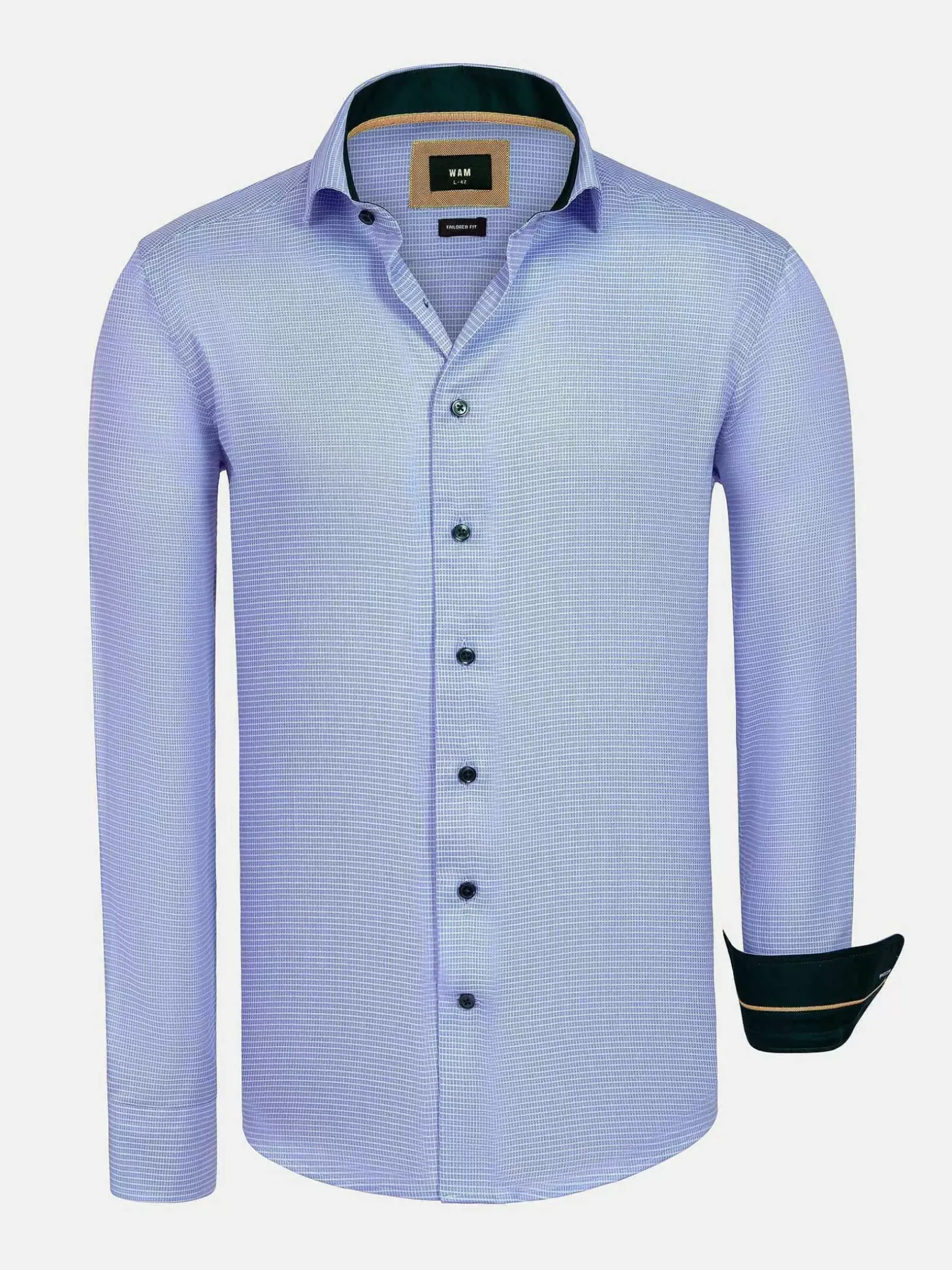 Wam Denim Overhemd Lange Mouwen|Sky Lake Blue Micro Patterned Long Sleeve Shirt