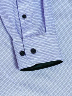 Wam Denim Overhemd Lange Mouwen|Sky Lake Blue Micro Patterned Long Sleeve Shirt