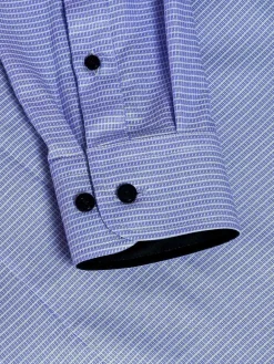 Wam Denim Overhemd Lange Mouwen|Sky Lake Royal Blue Micro Patterned Overhemd Lange Mouw