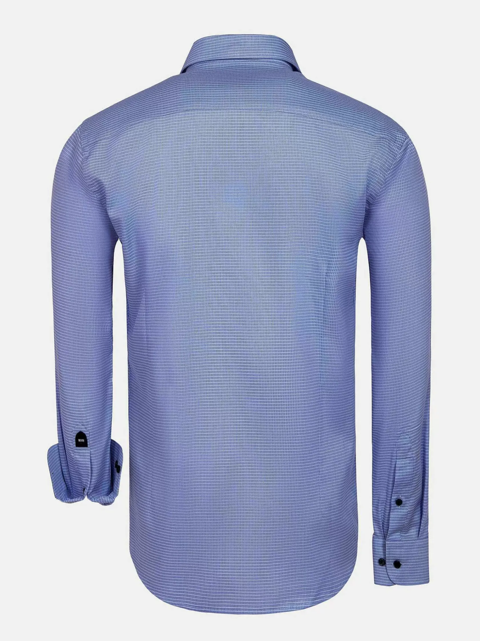 Wam Denim Overhemd Lange Mouwen|Sky Lake Royal Blue Micro Patterned Overhemd Lange Mouw