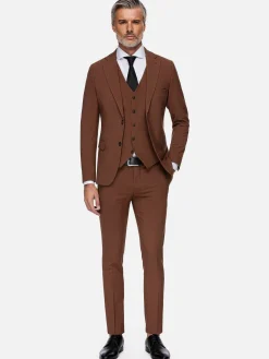 Wam Denim Colberts|Slim Fit Brown Textured Colbert
