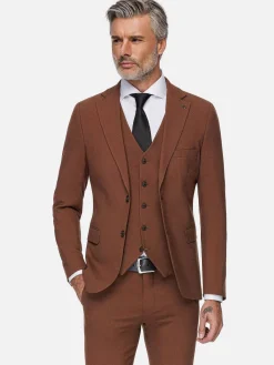Wam Denim Colberts|Slim Fit Brown Textured Colbert