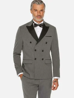 Wam Denim Colberts|Slim Fit Double Breasted Grey Colbert