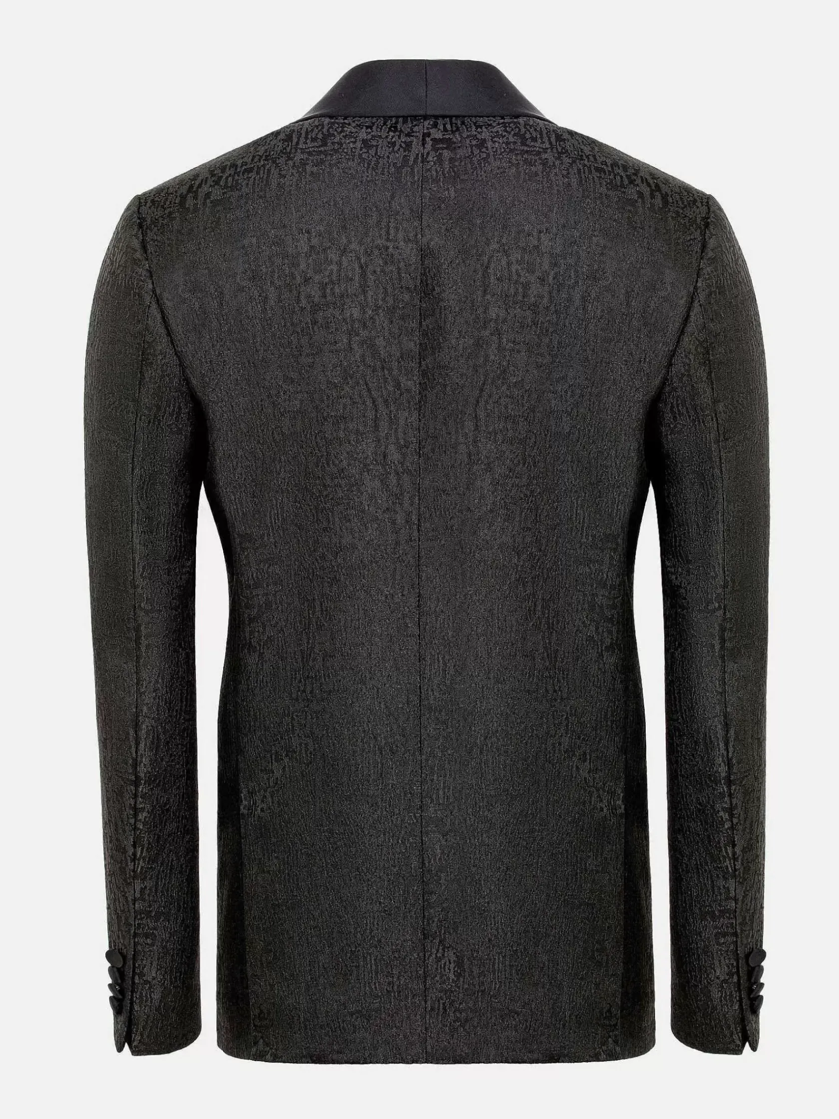 Wam Denim Colberts|Slim Fit Textured Black Tuxedo Colbert