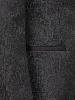 Wam Denim Colberts|Slim Fit Textured Black Tuxedo Colbert