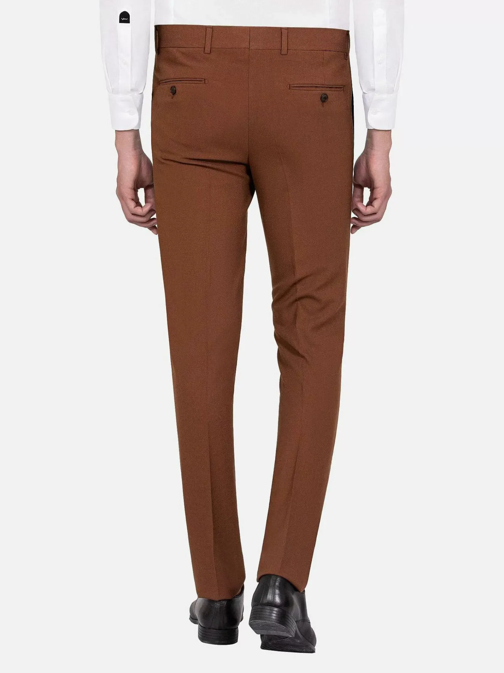 Wam Denim Pantalons|Slim Fit Textured Brown Pantalon