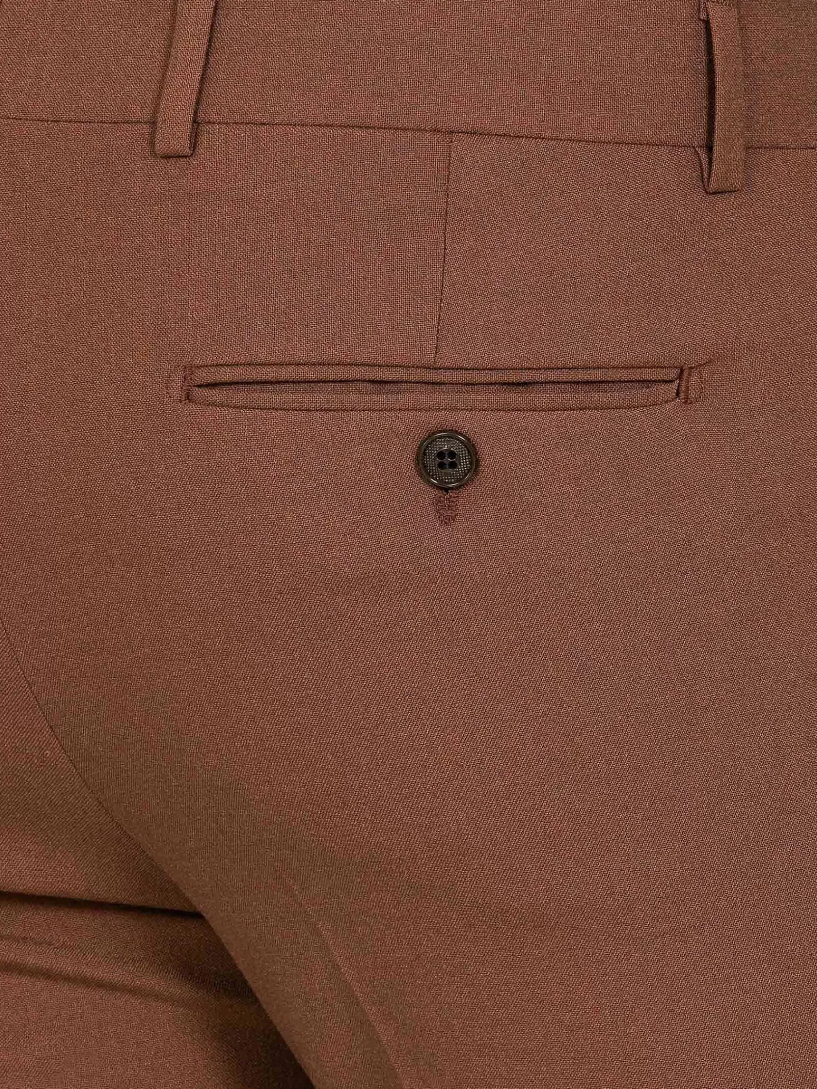 Wam Denim Pantalons|Slim Fit Textured Brown Pantalon