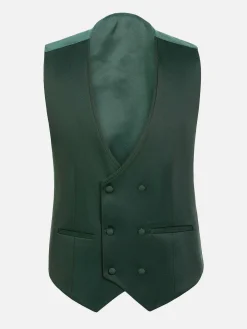 Wam Denim Gilets|Slim Fit Textured Green Gilet