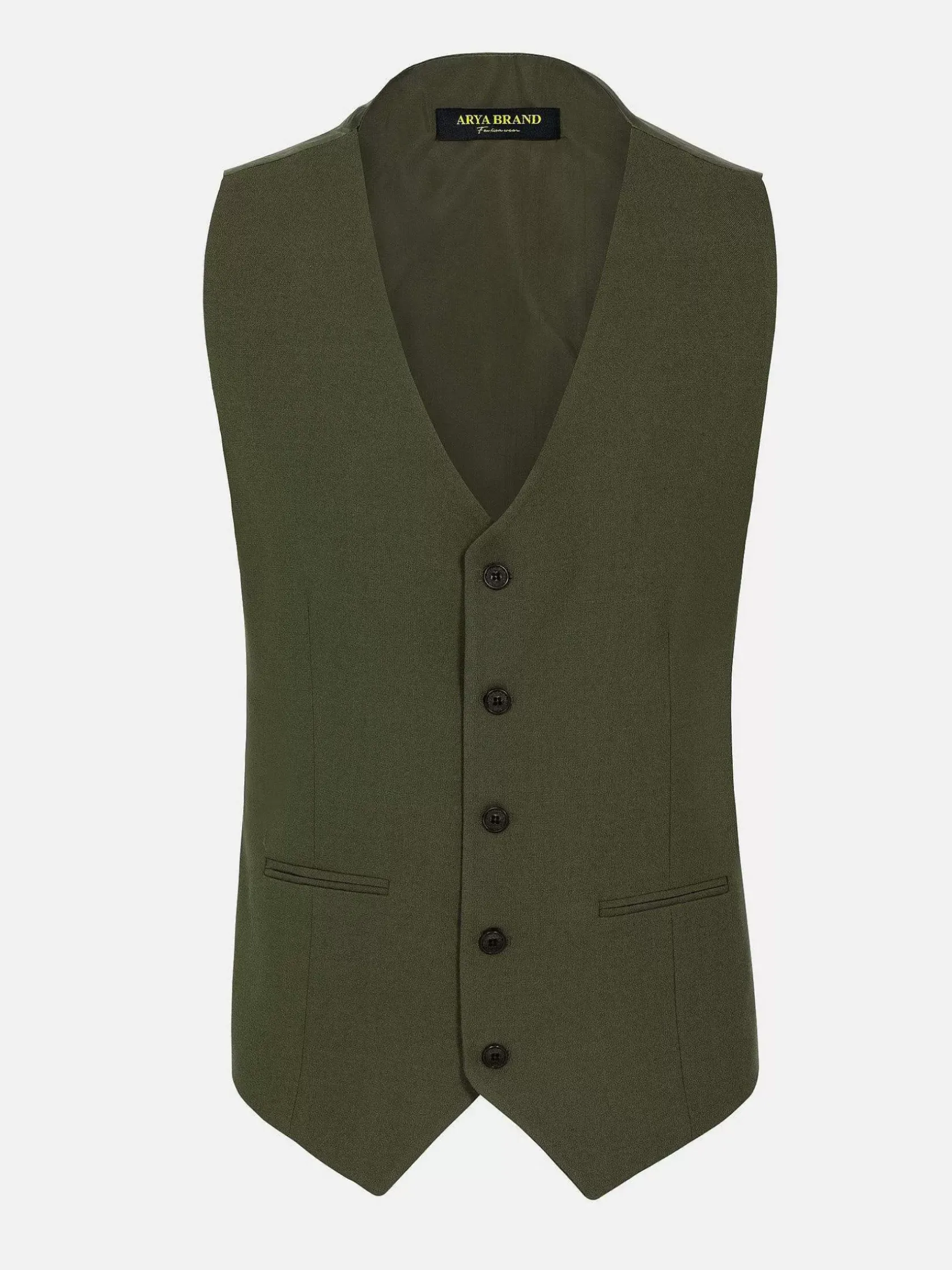 Wam Denim Gilets|Slim Fit Textured Khaki Gilet