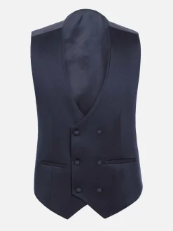 Wam Denim Gilets|Slim Fit Textured Navy Gilet