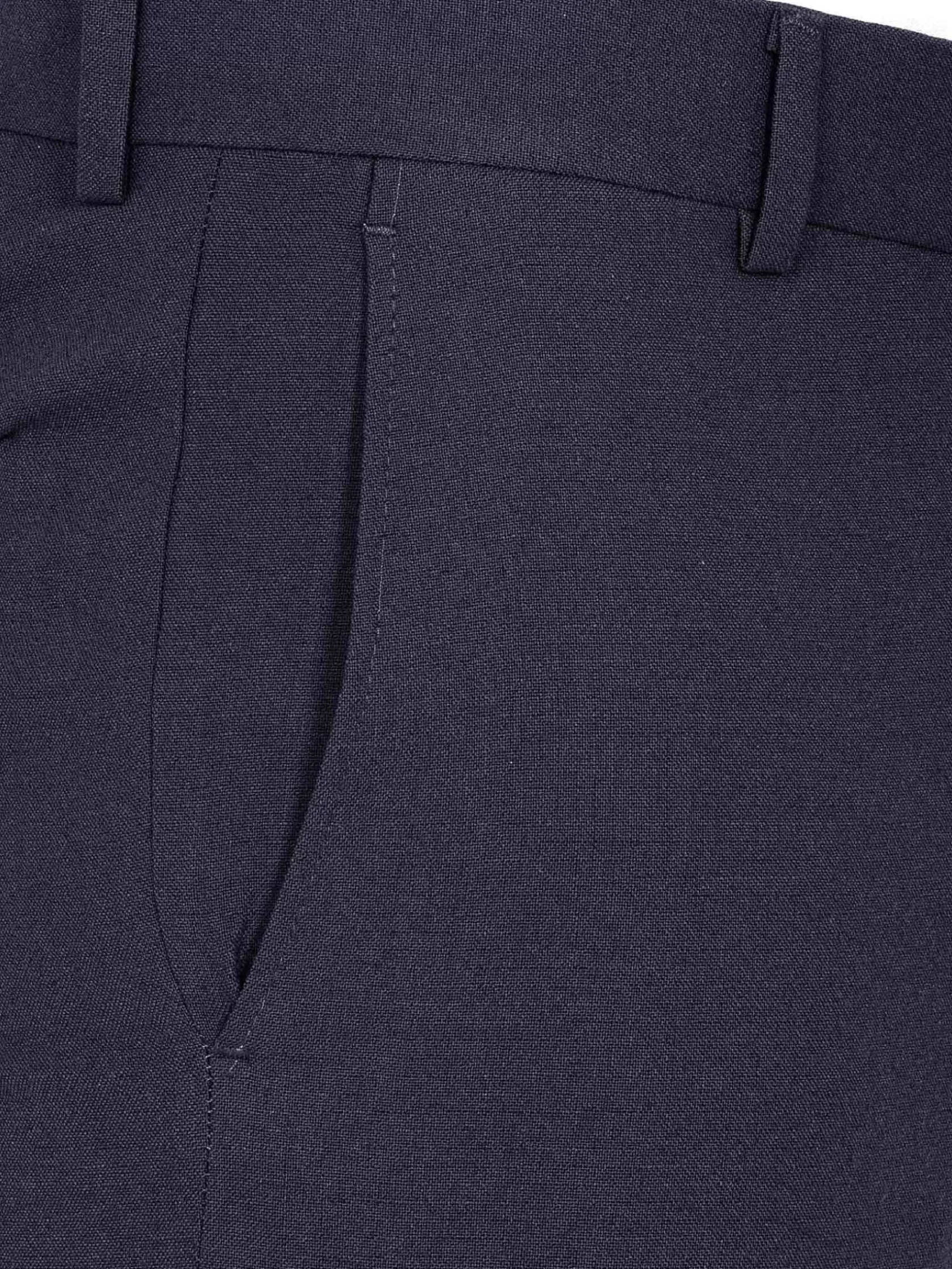 Wam Denim Pantalons|Slim Fit Textured Navy Pantalon
