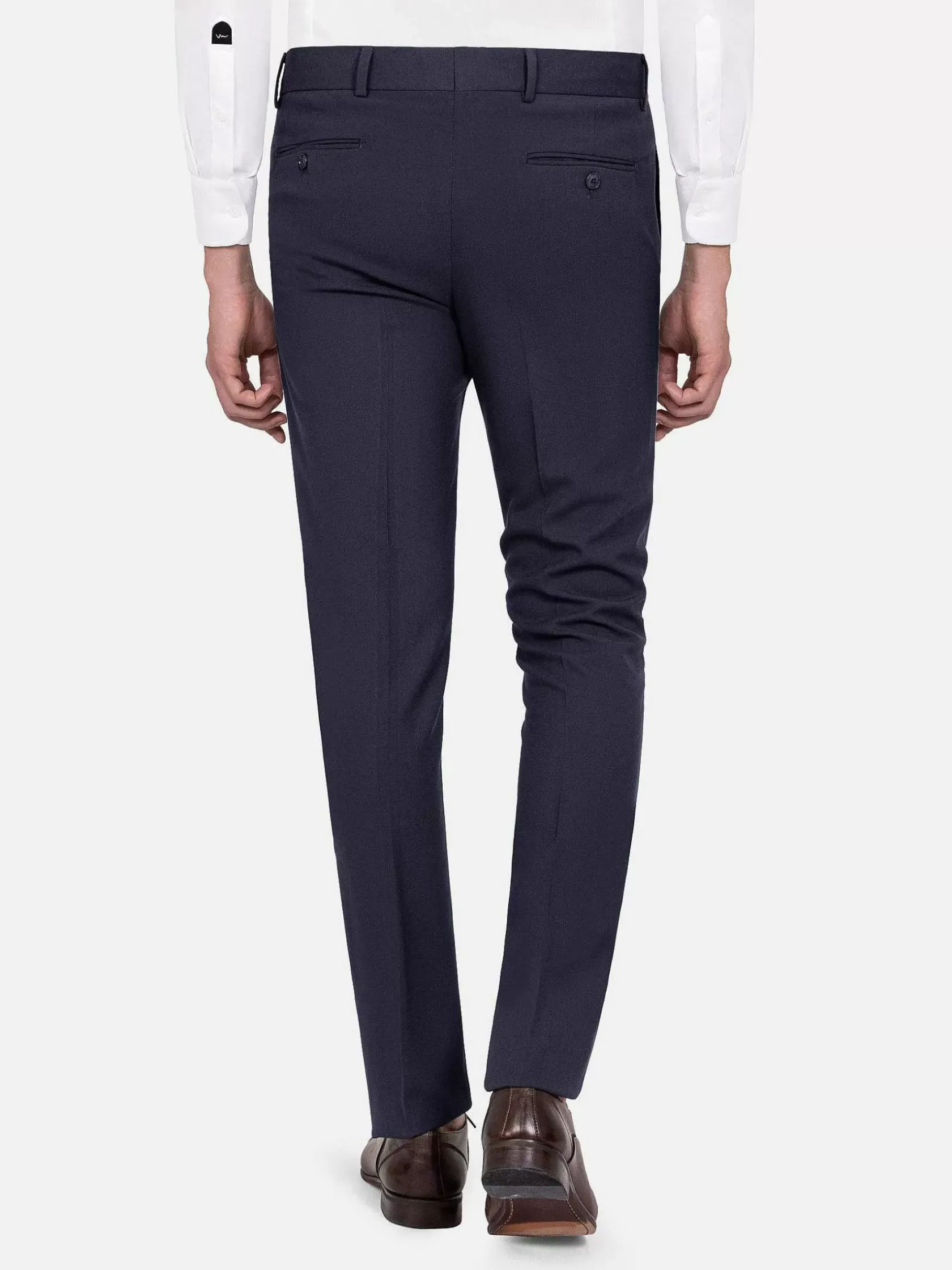 Wam Denim Pantalons|Slim Fit Textured Navy Pantalon