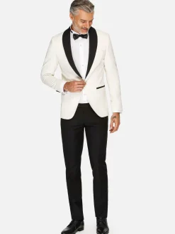 Wam Denim Colberts|Slim Fit White Tuxedo Colbert