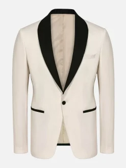Wam Denim Colberts|Slim Fit White Tuxedo Colbert