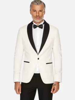 Wam Denim Colberts|Slim Fit White Tuxedo Colbert