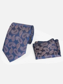 Wam Denim Stropdassen|Stropdas 10002 Paisley Navy Pink