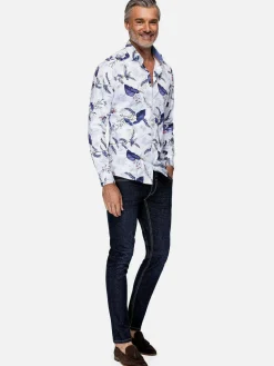 Wam Denim Overhemd Lange Mouwen|Sullivan White Floral Print Overhemd Lange Mouw