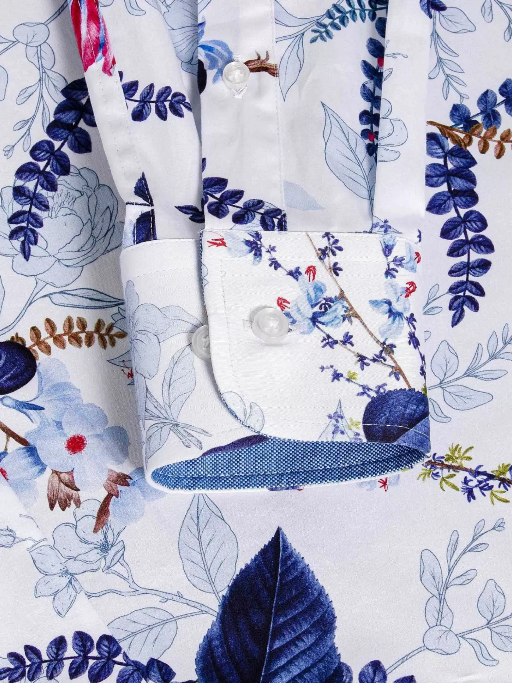 Wam Denim Overhemd Lange Mouwen|Sullivan White Floral Print Overhemd Lange Mouw