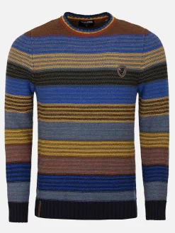 Wam Denim Truien|Sweater 77517 Puebla Royal Blue Yellow