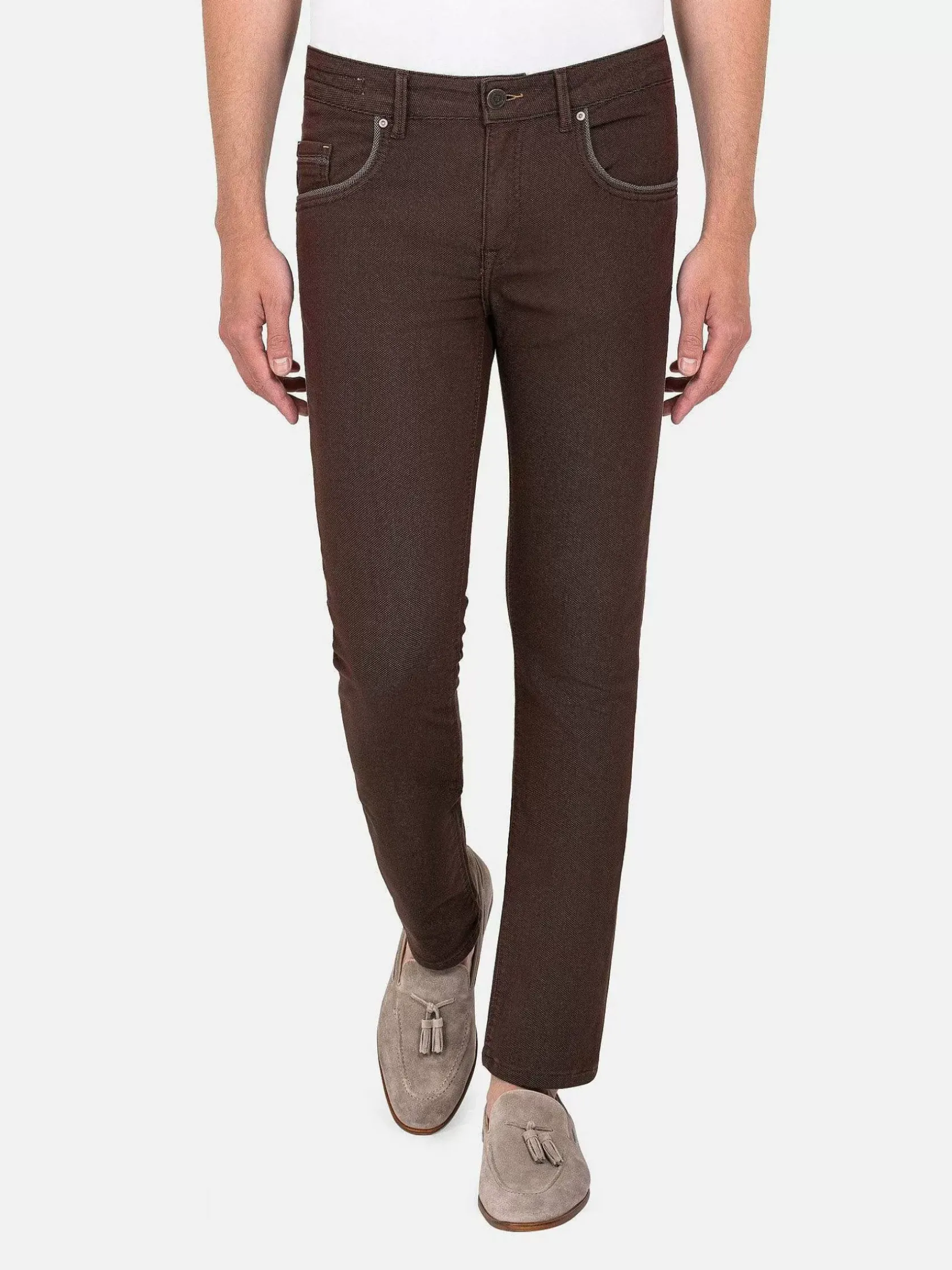 Wam Denim Jeans|Swindon Stretch Slim Fit Brown Jeans