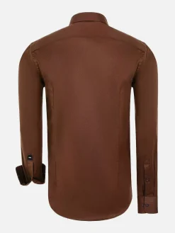 Wam Denim Overhemd Lange Mouwen|Tempesta Plain Cotton Light Brown Overhemd Lange Mouw