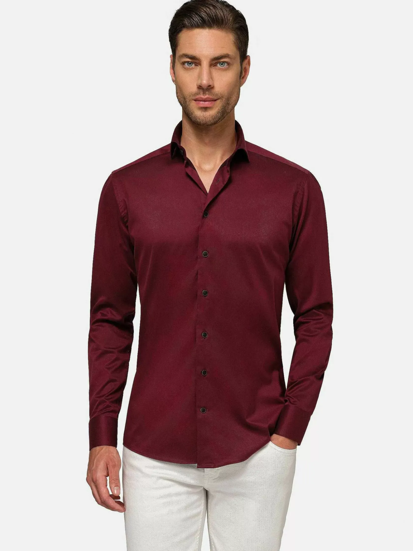 Wam Denim Overhemd Lange Mouwen|Tempesta Plain Cotton Purple Overhemd Lange Mouw