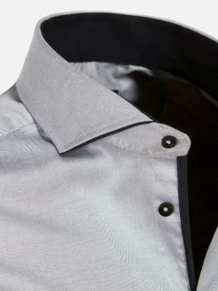 Wam Denim Overhemd Lange Mouwen|Terrassa Solid Grey Overhemd Lange Mouw