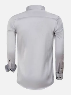 Wam Denim Overhemd Lange Mouwen|Terrassa Solid Grey Overhemd Lange Mouw