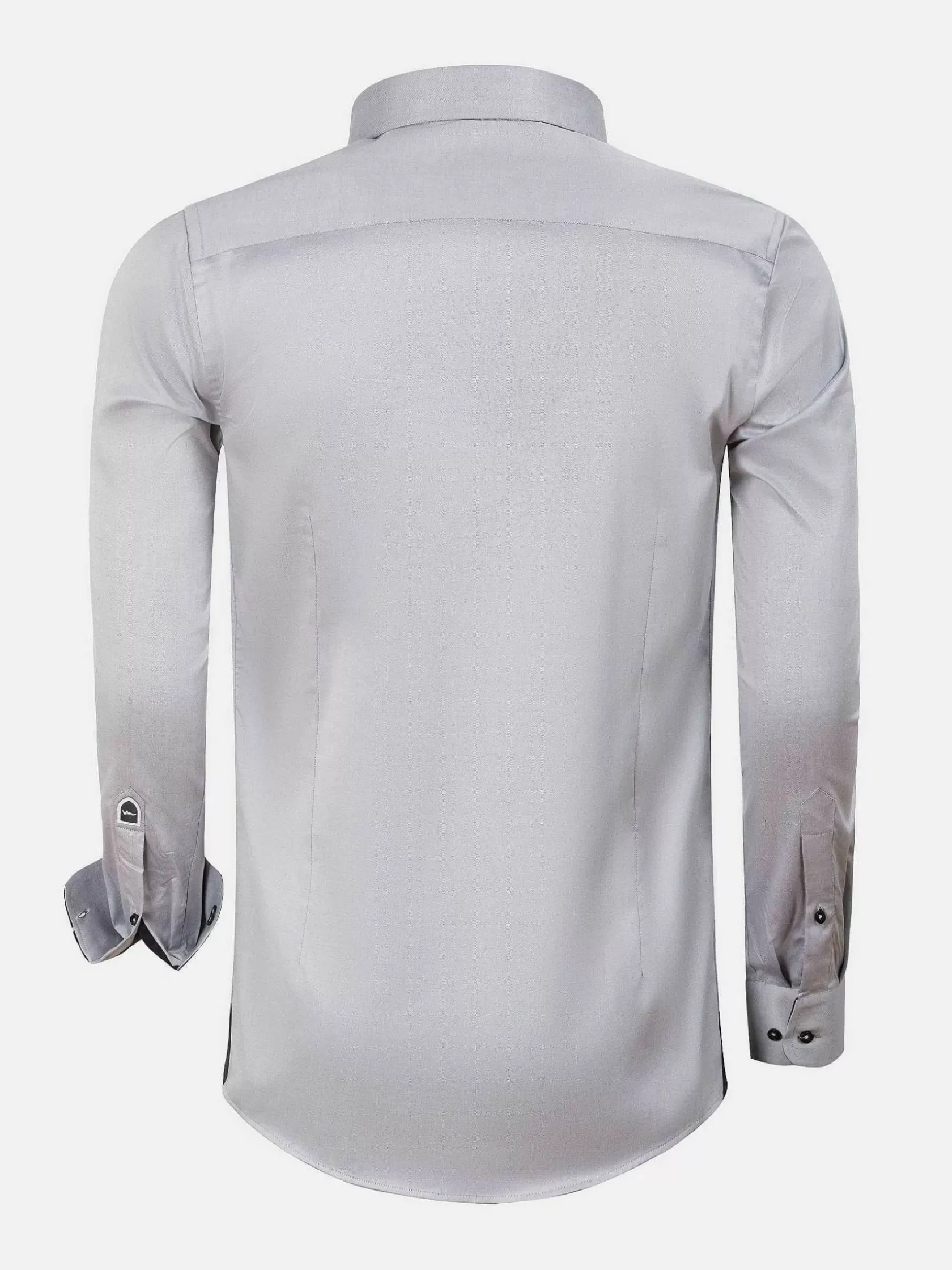 Wam Denim Overhemd Lange Mouwen|Terrassa Solid Grey Overhemd Lange Mouw