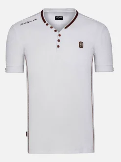 Wam Denim T-Shirts|Textured Design Wahar V-Neck White T-Shirt