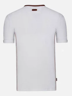Wam Denim T-Shirts|Textured Design Wahar V-Neck White T-Shirt