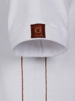 Wam Denim T-Shirts|Textured Design Wahar V-Neck White T-Shirt
