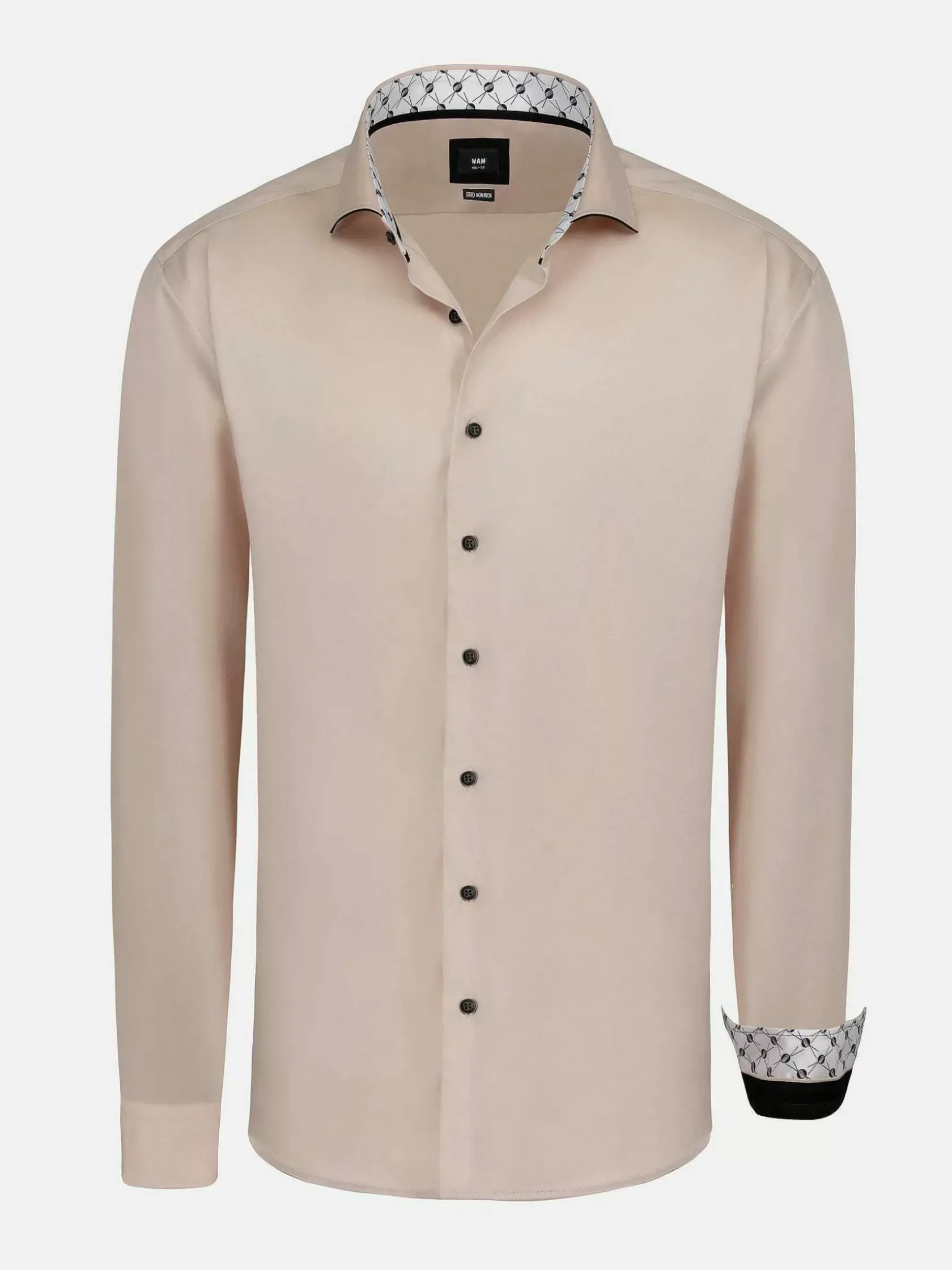 Wam Denim Overhemd Lange Mouwen|Vercelli Solid Light Pink Overhemd Longe Mouw