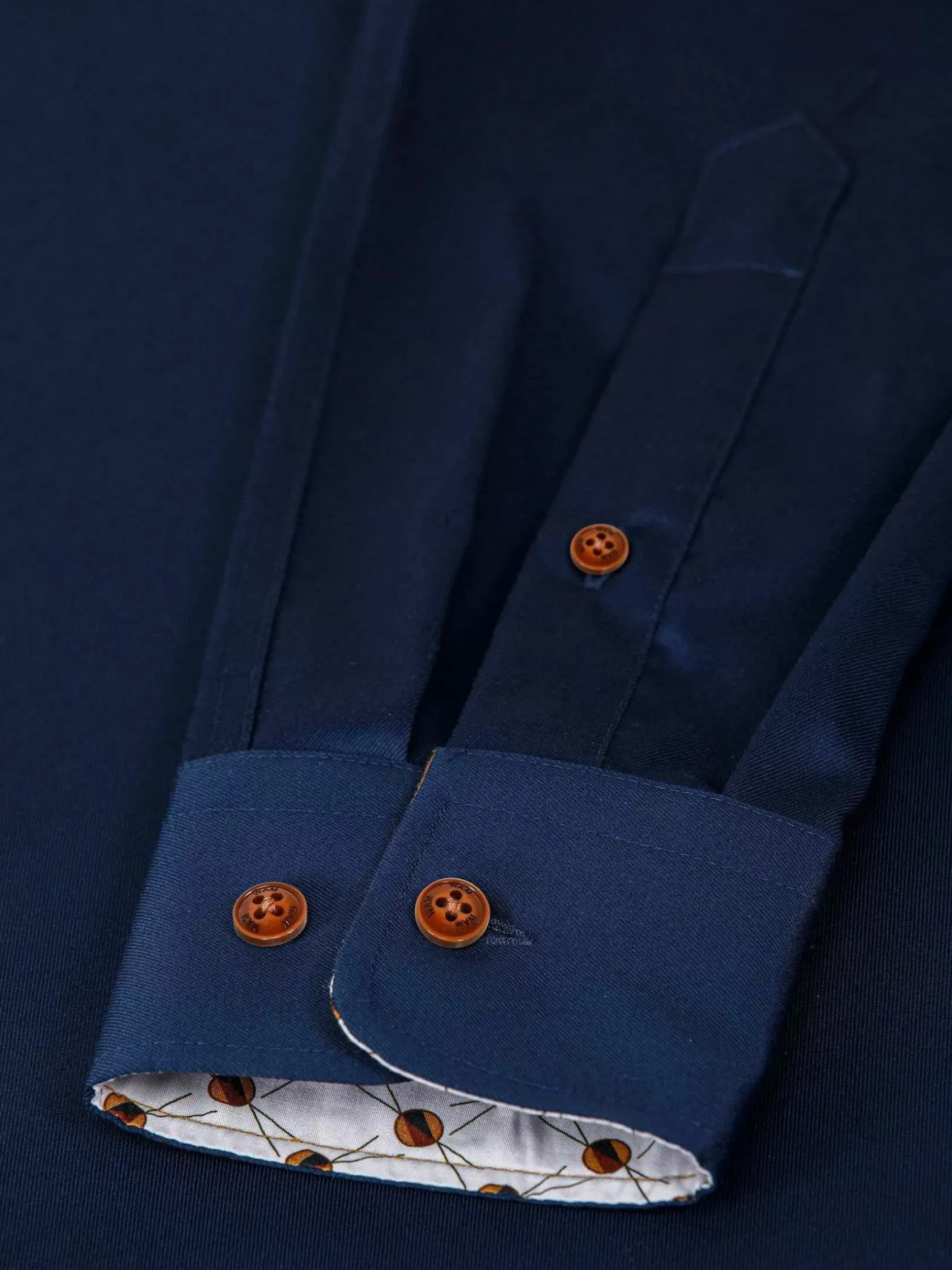 Wam Denim Overhemd Lange Mouwen|Vercelli Solid Navy Overhemd Lange Mouw
