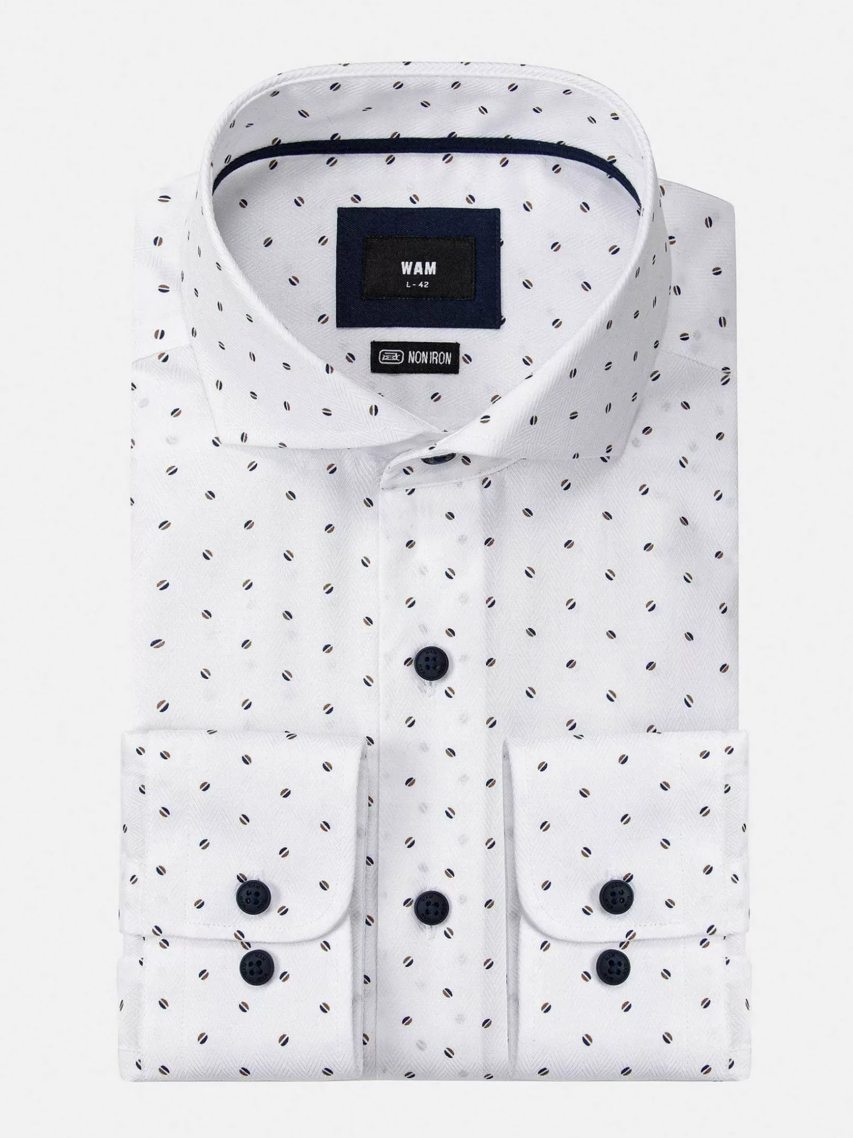 Wam Denim Overhemd Lange Mouwen|Verdantia Coffee Bean Pattern White Overhemd Lange Mouw