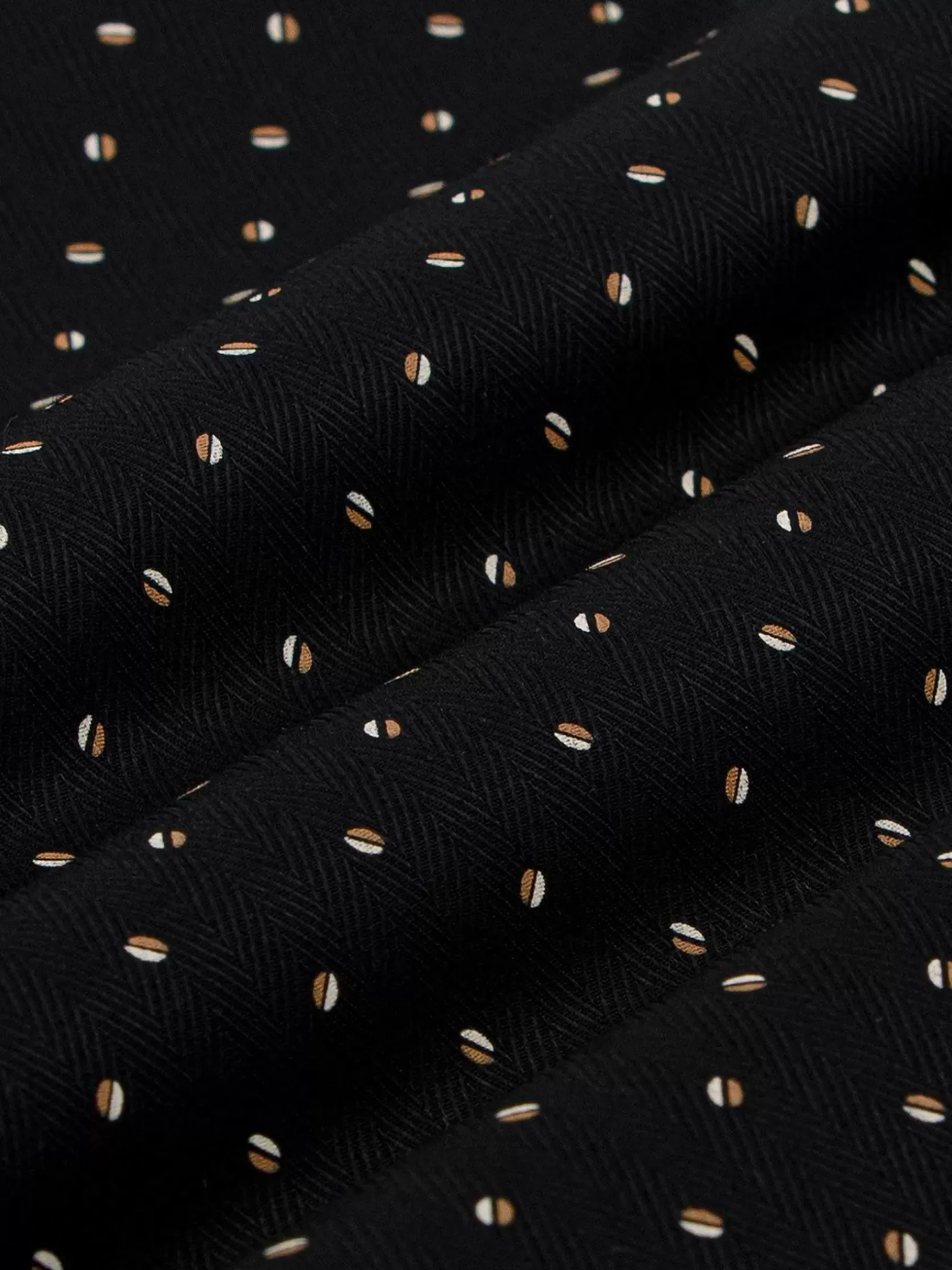 Wam Denim Overhemd Lange Mouwen|Verdantia Coffee Bean Pattern Black Overhemd Lange Mouw