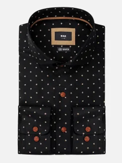 Wam Denim Overhemd Lange Mouwen|Verdantia Coffee Bean Pattern Black Overhemd Lange Mouw