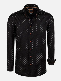 Wam Denim Overhemd Lange Mouwen|Verdantia Coffee Bean Pattern Black Overhemd Lange Mouw