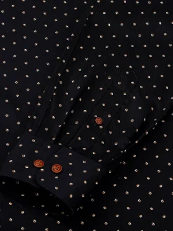 Wam Denim Overhemd Lange Mouwen|Verdantia Coffee Bean Pattern Black Overhemd Lange Mouw