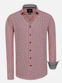 Wam Denim Overhemd Lange Mouwen|Vermilion Checkered Red Overhemd Lange Mouw