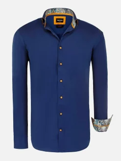 Wam Denim Overhemd Lange Mouwen|Waylon Regular Fit Navy Overhemd