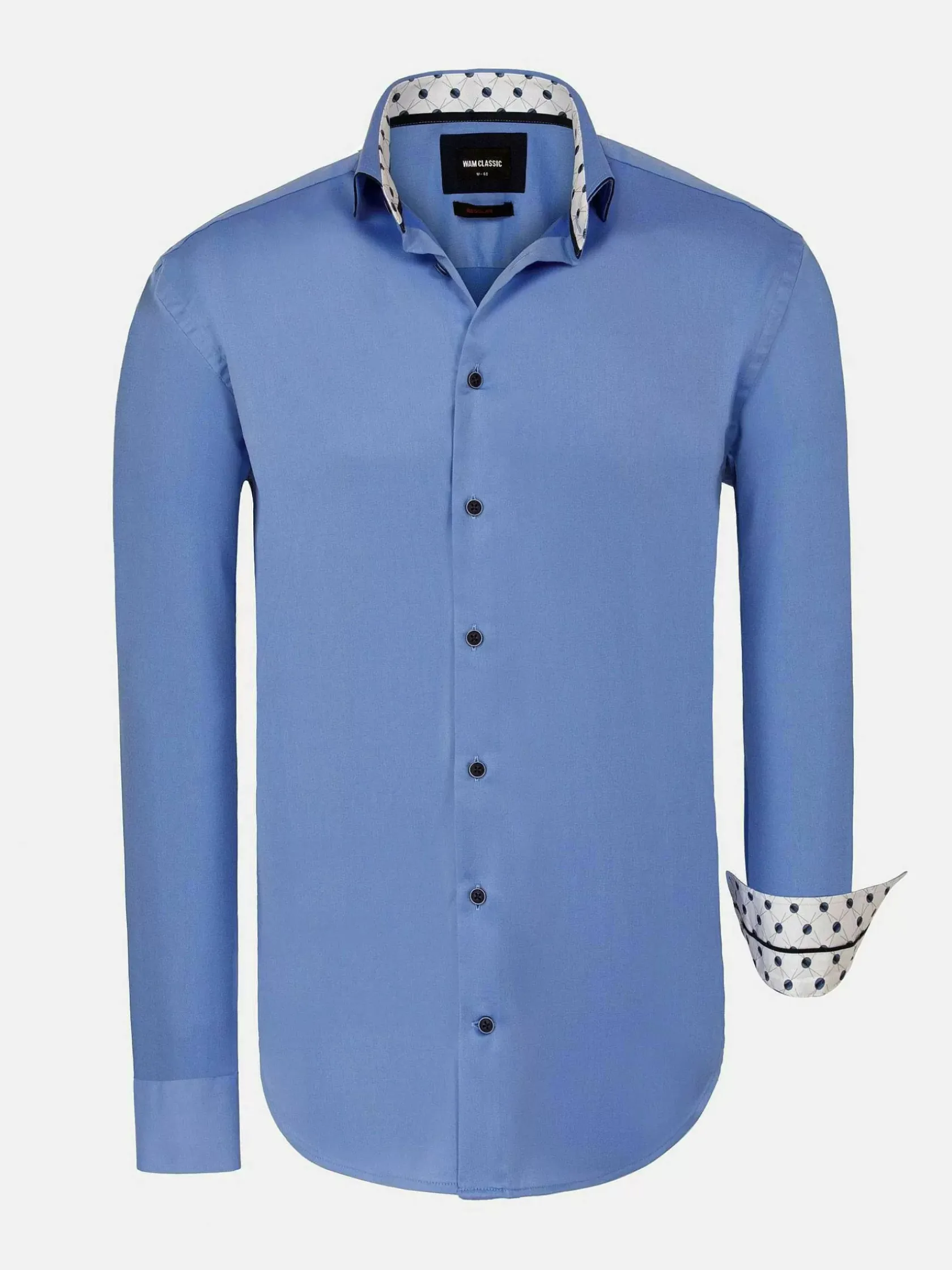 Wam Denim Overhemd Lange Mouwen|Waylon Regular Fit Royal Blue Overhemd