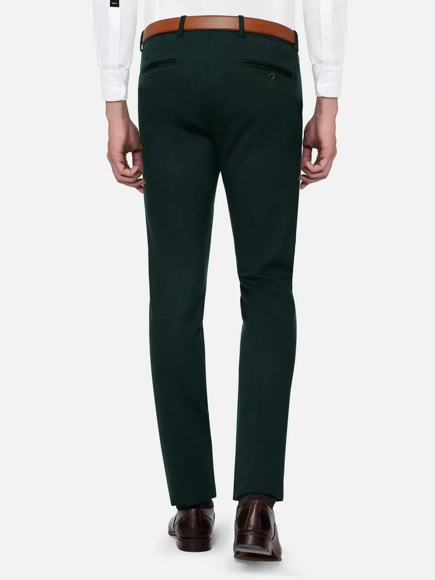 Wam Denim Pantalons|Wayne Glen Check Slim Fit Green Suit Pantalon